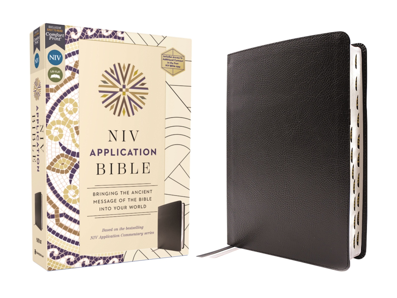NIV Application Bible, European Bonded Leather, Black, Red Letter, Thumb Indexed, Comfort Print: Bringing the Ancient Message of the Bible Into Your W cover