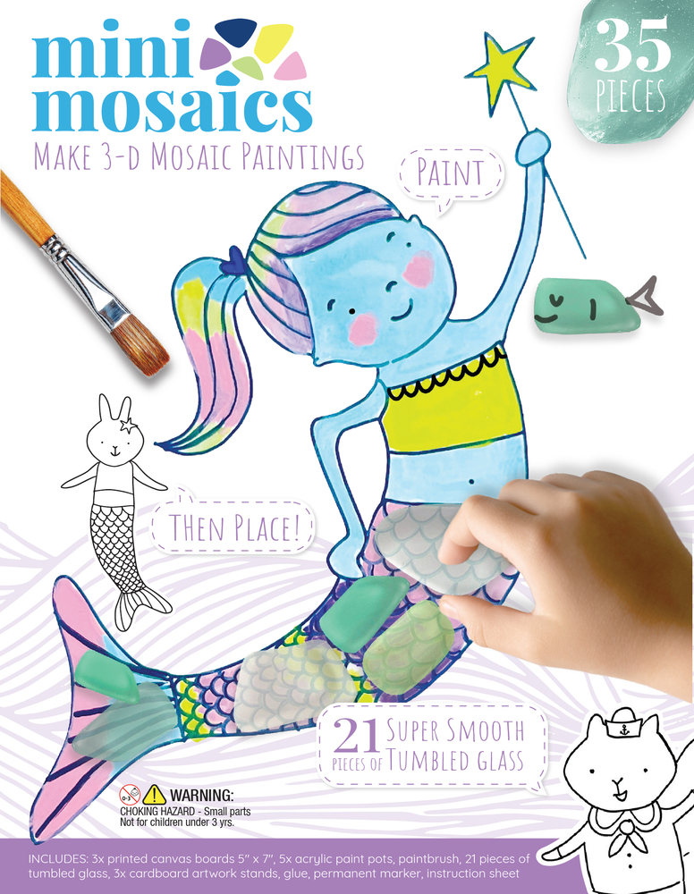 Mini Mosaics Whimsical Sea Friends: Paint and Decorate Canvas Boards with Tumbled Glass - DIY Mixed-Media Craft Gift for Ages 6 and Up cover
