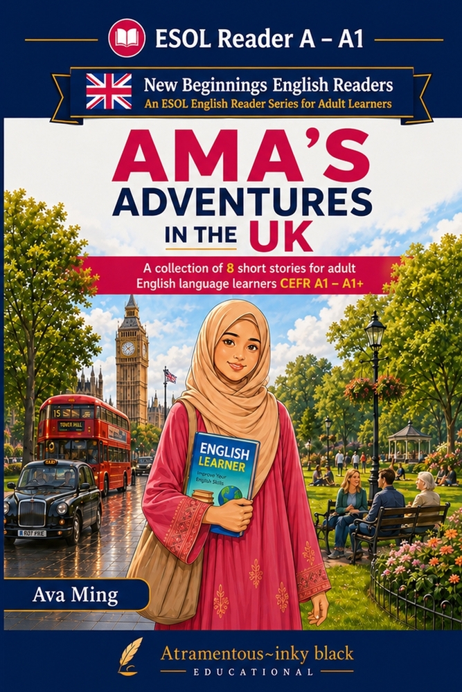 Ama's Adventures in the UK: A collection of 8 short stories for adult English language learners CEFR A1 - A1+ cover