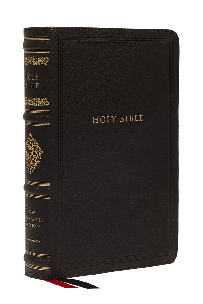 NKJV Large Print Reference Bible, Black Leathersoft, Red Letter, Comfort Print, Thumb Indexed (Sovereign Collection): Holy Bible, New King James Versi cover