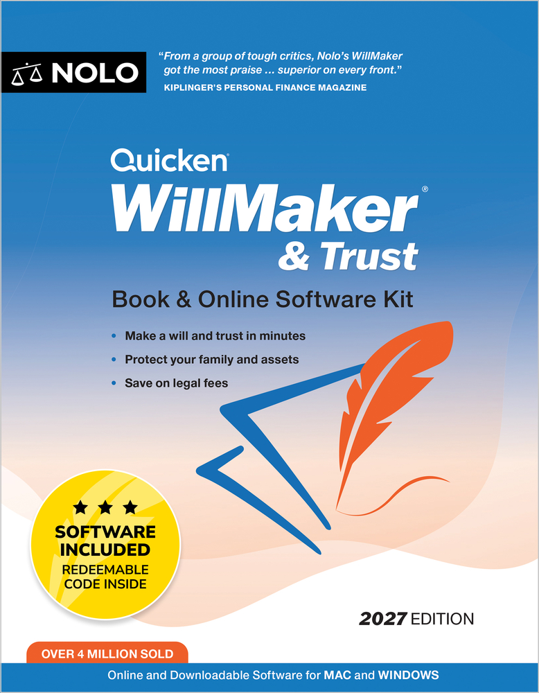 Quicken Willmaker & Trust 2027: Book & Online Software Kit cover