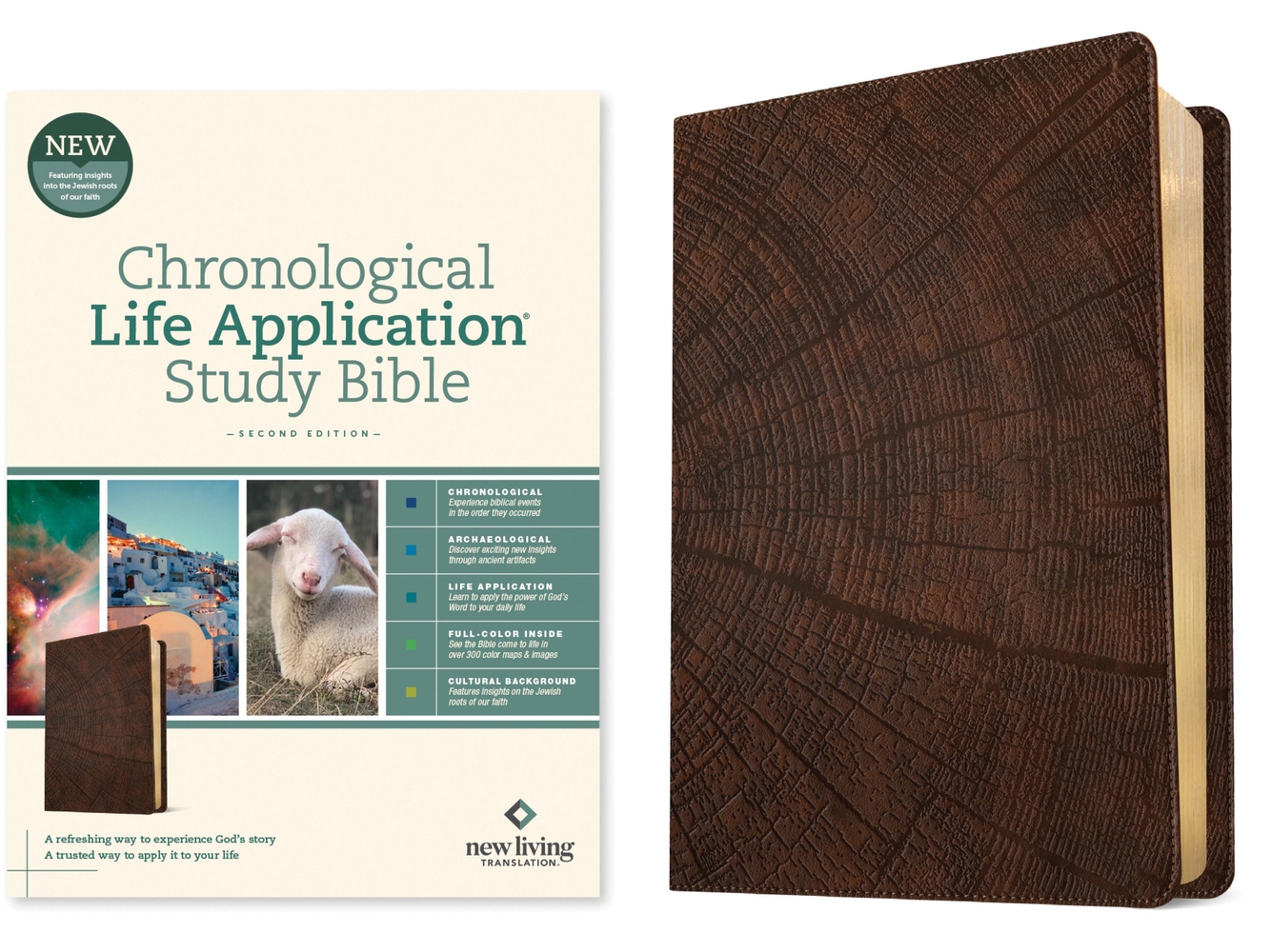 NLT Chronological Life Application Study Bible, Second Edition (Leatherlike, Heritage Oak Brown) cover