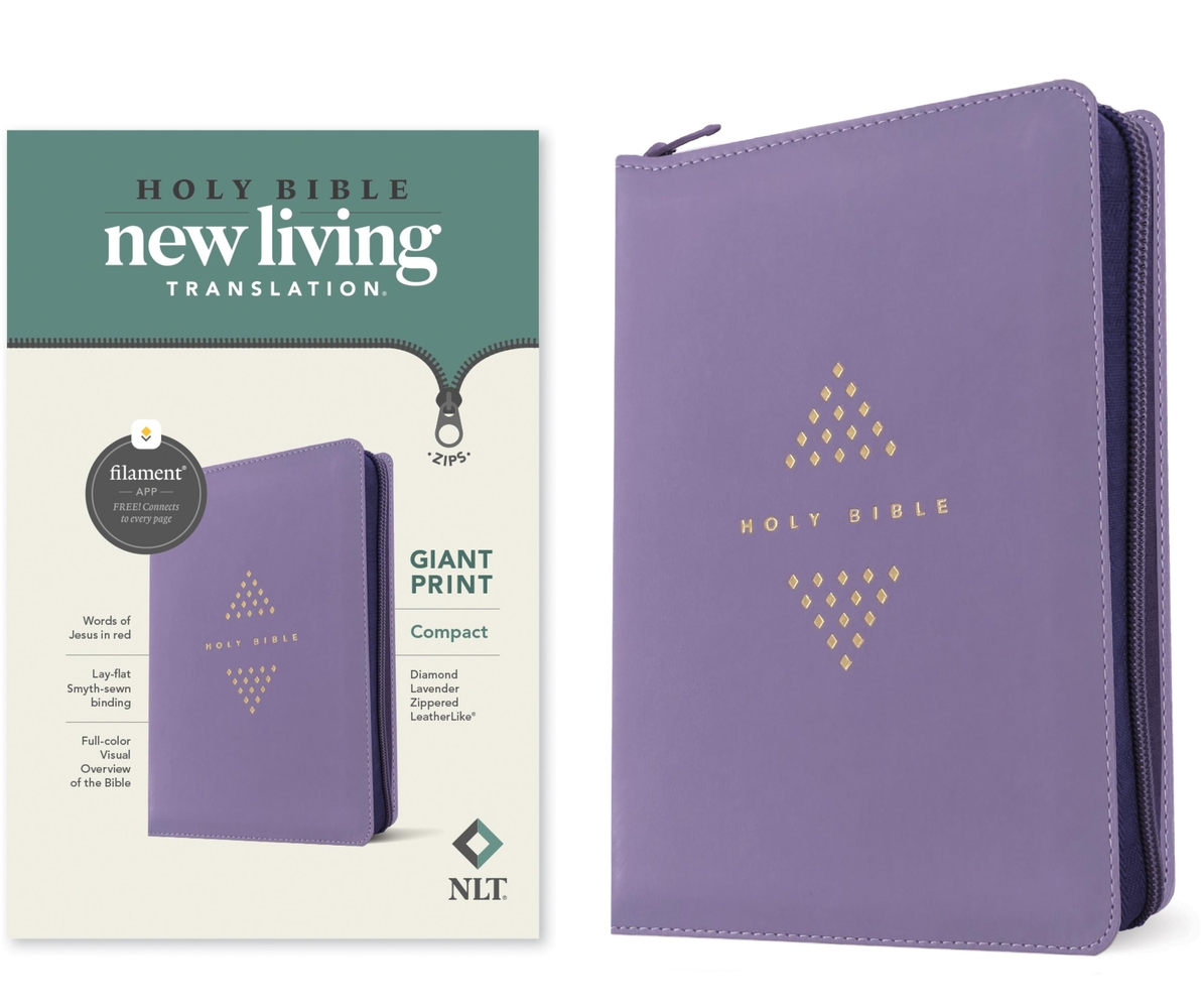 NLT Compact Giant Print Zipper Bible, Filament Enabled (Leatherlike, Diamond Lavender, Red Letter) cover