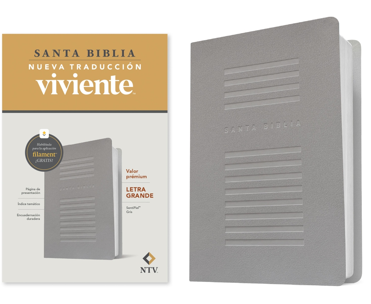 Biblia Valor Prémium Ntv, Letra Grande Con Filament (Sentipiel, Gris) cover