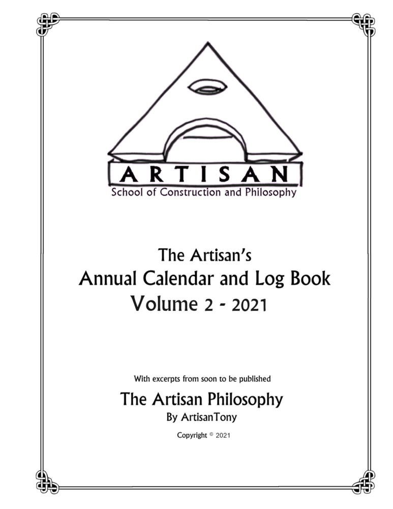 Artisan's Annual Calendar and Log Book - Volume 2 - 2021 cover