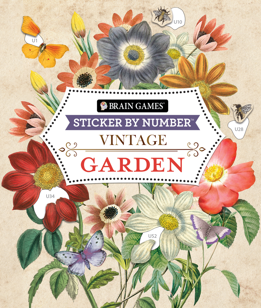 Brain Games - Sticker by Number - Vintage: Garden (28 Images to Sticker) cover