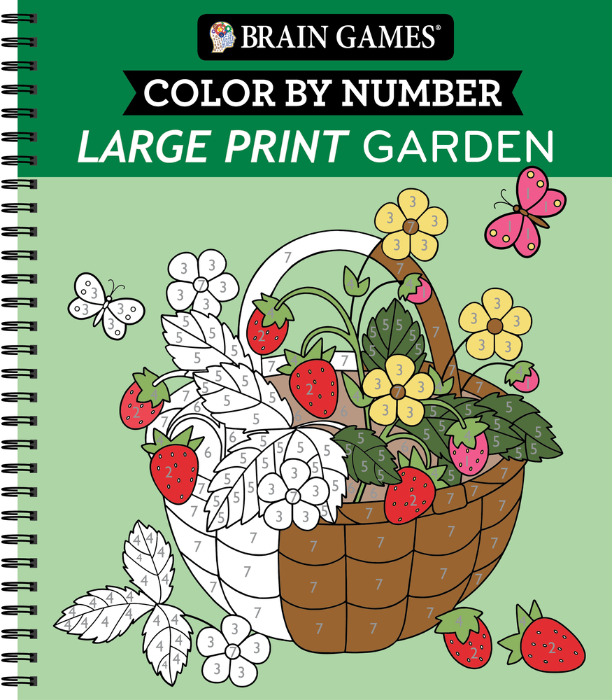 Brain Games - Color by Number - Large Print: Garden cover