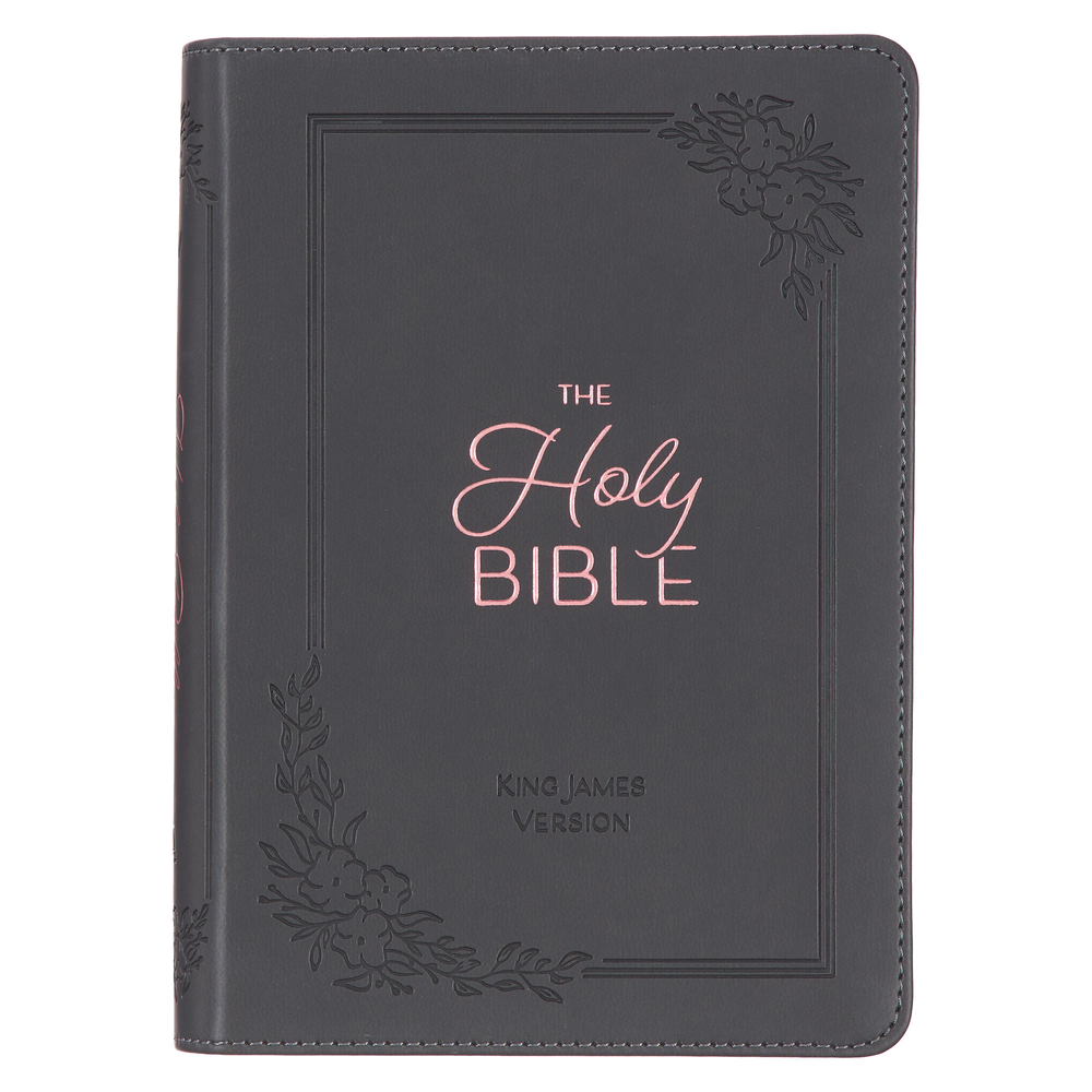 KJV Bible Compact Large Print (Faux Leather, Gray) cover