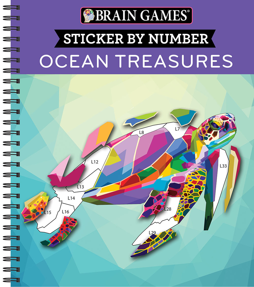 Brain Games - Sticker by Number: Ocean Treasures (13 Images to Sticker) cover