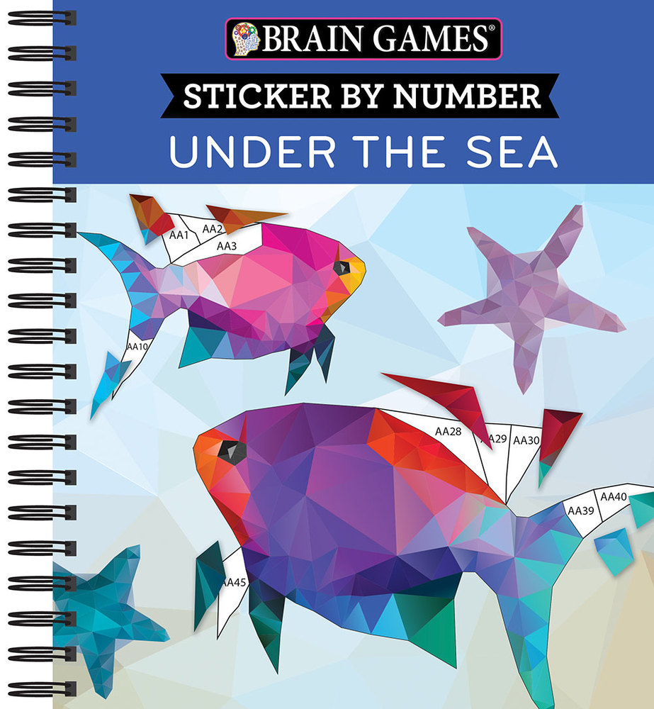 Brain Games - Sticker by Number: Ocean Treasures (13 Images to Sticker) cover