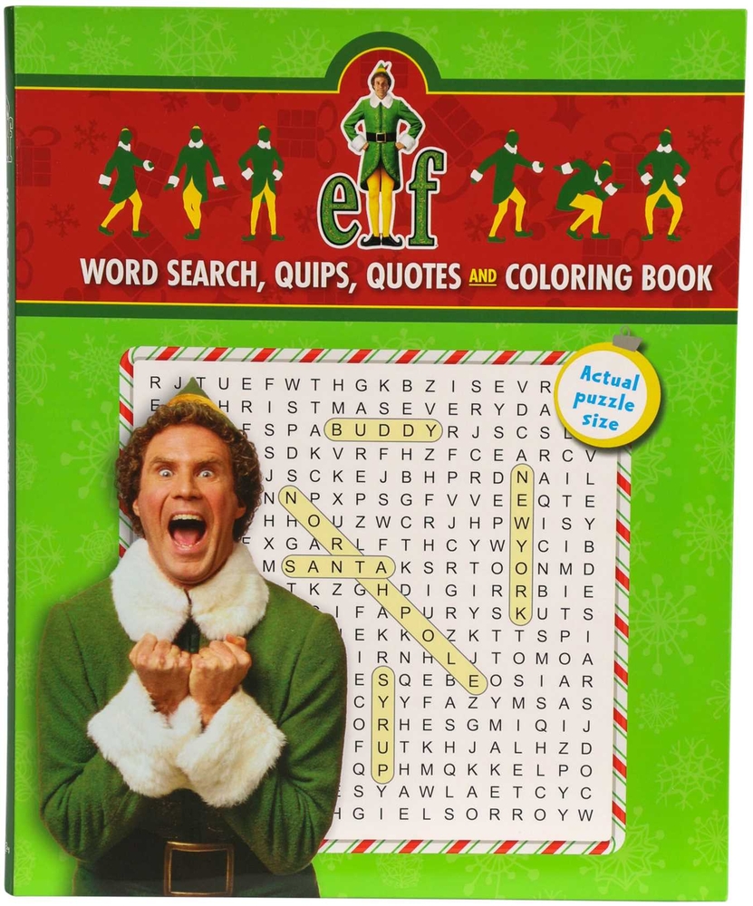Elf Word Search, Quips, Quotes and Coloring Book - Coloring Book for Teens and Adults, Officially Licensed cover