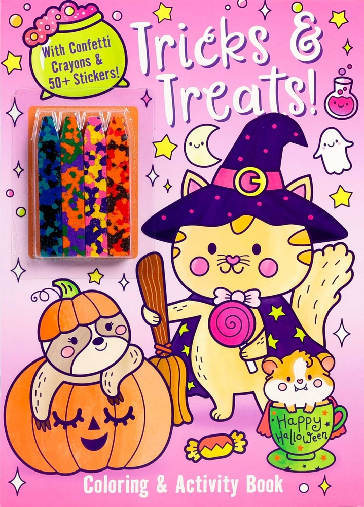 Tricks & Treats! Coloring & Activity Book with Confetti Crayons & 50+ Stickers! cover