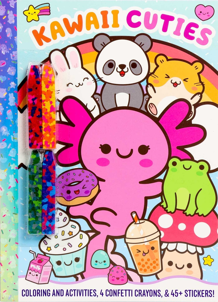 Kawaii Cuties: Coloring Book with Confetti Crayons and Stickers cover