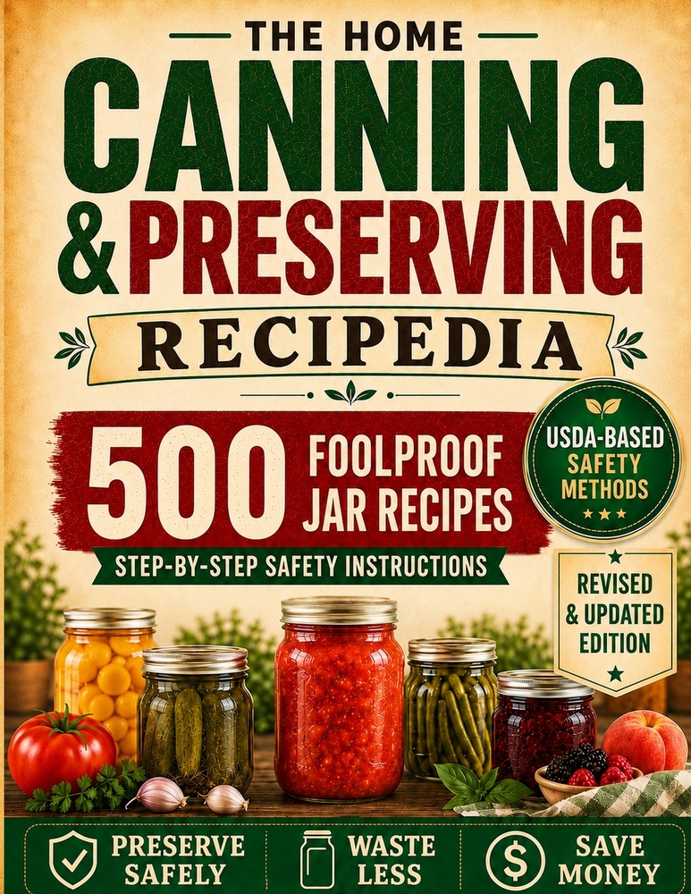 The Home Canning and Preserving Recipedia: A Real-Life, Time-Saving Guide With Foolproof 500 Jar Recipes & Step-By-Step Instructions to Preserve Food cover