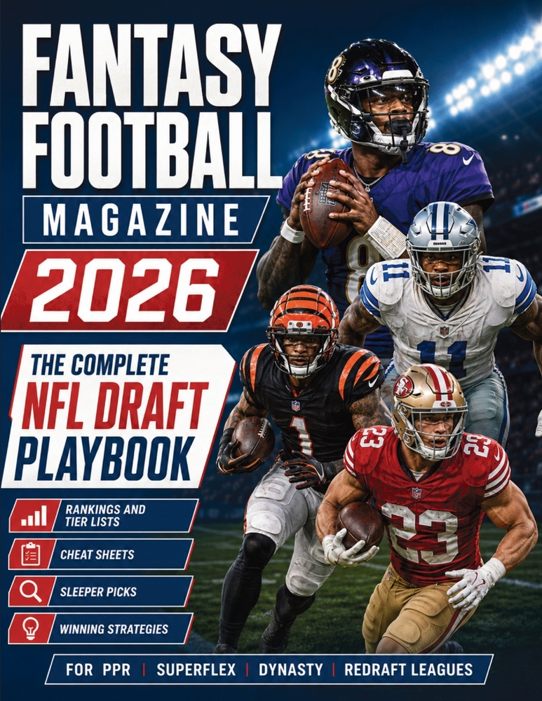 Fantasy Football Magazine 2026: The Complete NFL Draft Playbook with Rankings, Tier Lists, Cheat Sheets, Sleeper Picks and Winning Strategies for PPR, cover