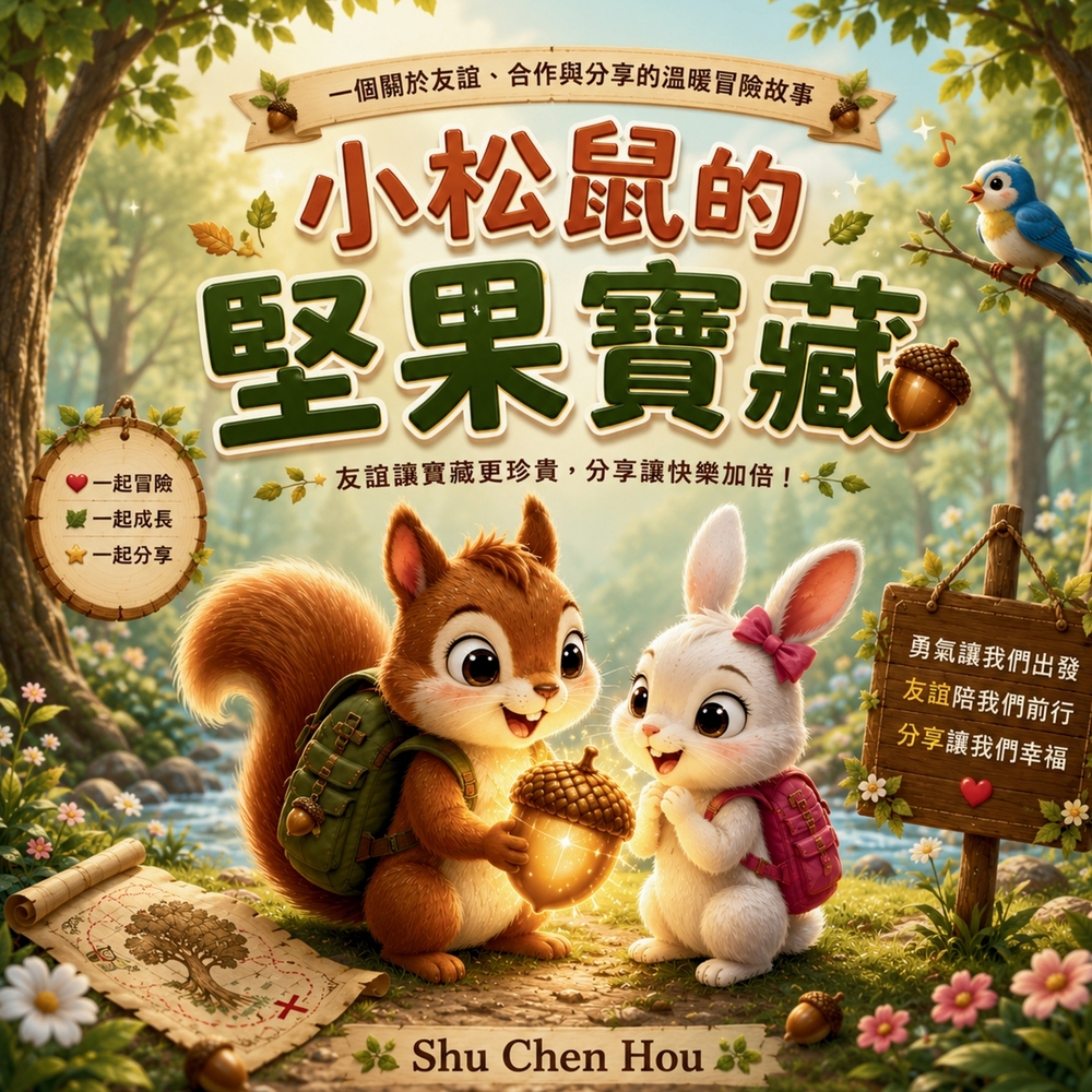小松鼠的堅果寶藏: The Squirrel's Nut Treasure: A Traditional Chinese Picture Book About Friendship, Te cover