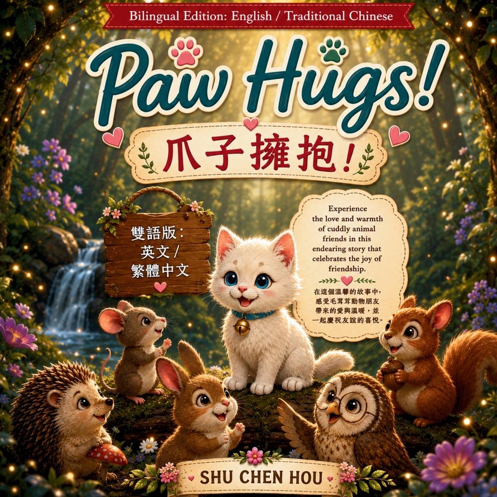 Paw Hugs 爪子擁抱: A Bilingual English-Traditional Chinese Story About Friendship, Kindness, and the Warmth of Animal Friends cover
