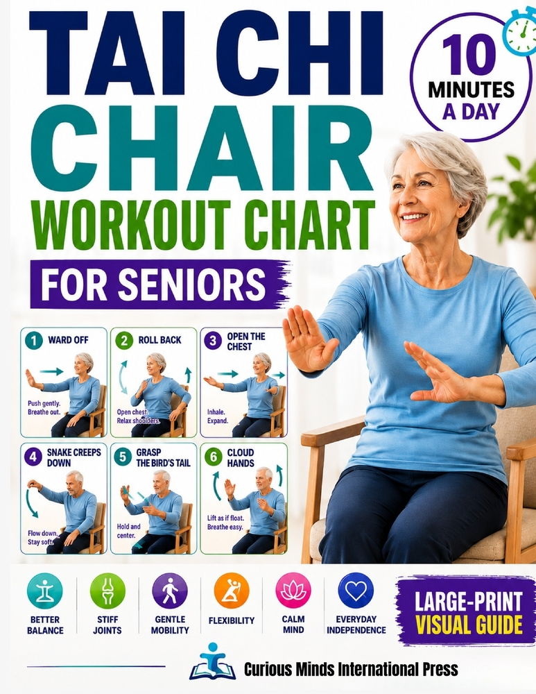 Tai Chi Chair Workout Chart for Seniors: 28 Days of Easy Seated Exercises for Stiff Joints, Gentle Mobility, Better Balance, Flexibility, Calm, and Ev cover