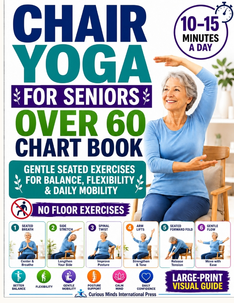Chair Yoga for Seniors Over 60 Chart Book: A 28-Day Quick Visual Guide with Gentle Seated Exercises to Support Balance, Flexibility & Daily Mobility N cover