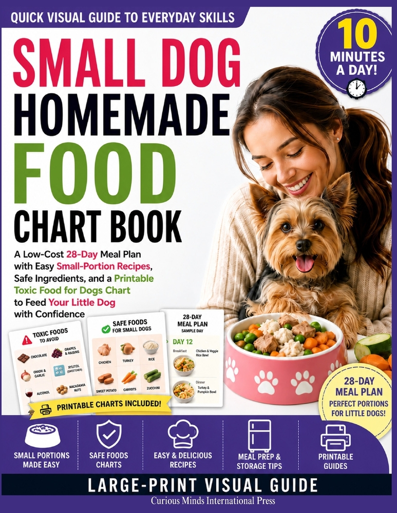 Small Dog Homemade Food Chart Book: A Low-Cost 28-Day Meal Plan with Easy Small-Portion Recipes, Safe Ingredients, and a Printable Toxic Food for Dogs cover