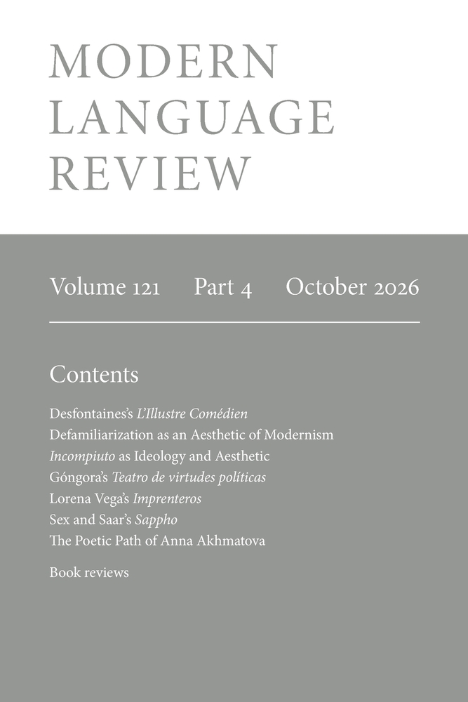 Modern Language Review (121.4) October 2026 cover