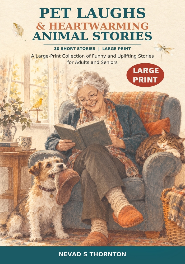 Pet Laughs & Heartwarming Animal Stories: A Large Print Collection of Funny and Uplifting Stories for Adults and Seniors cover