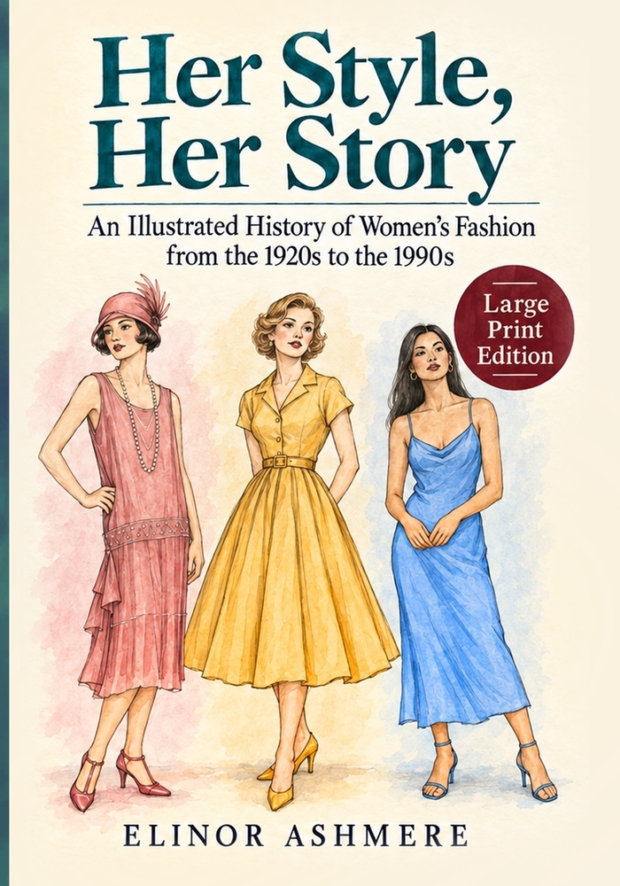 Her Style, Her Story: An Illustrated History of Women's Fashion from the 1920s to the 1990s Large Print Edition cover