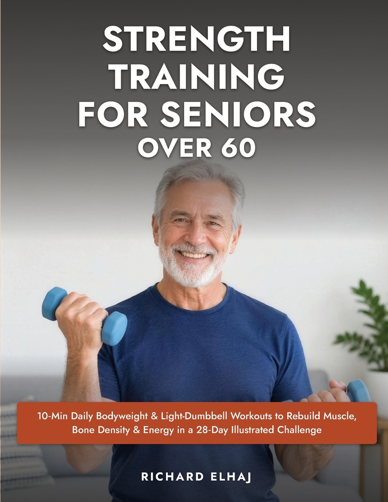 Strength Training for Seniors Over 60: 10-Min Daily Bodyweight & Light-Dumbbell Workouts to Rebuild Muscle, Bone Density & Energy in a 28-Day Illustra cover