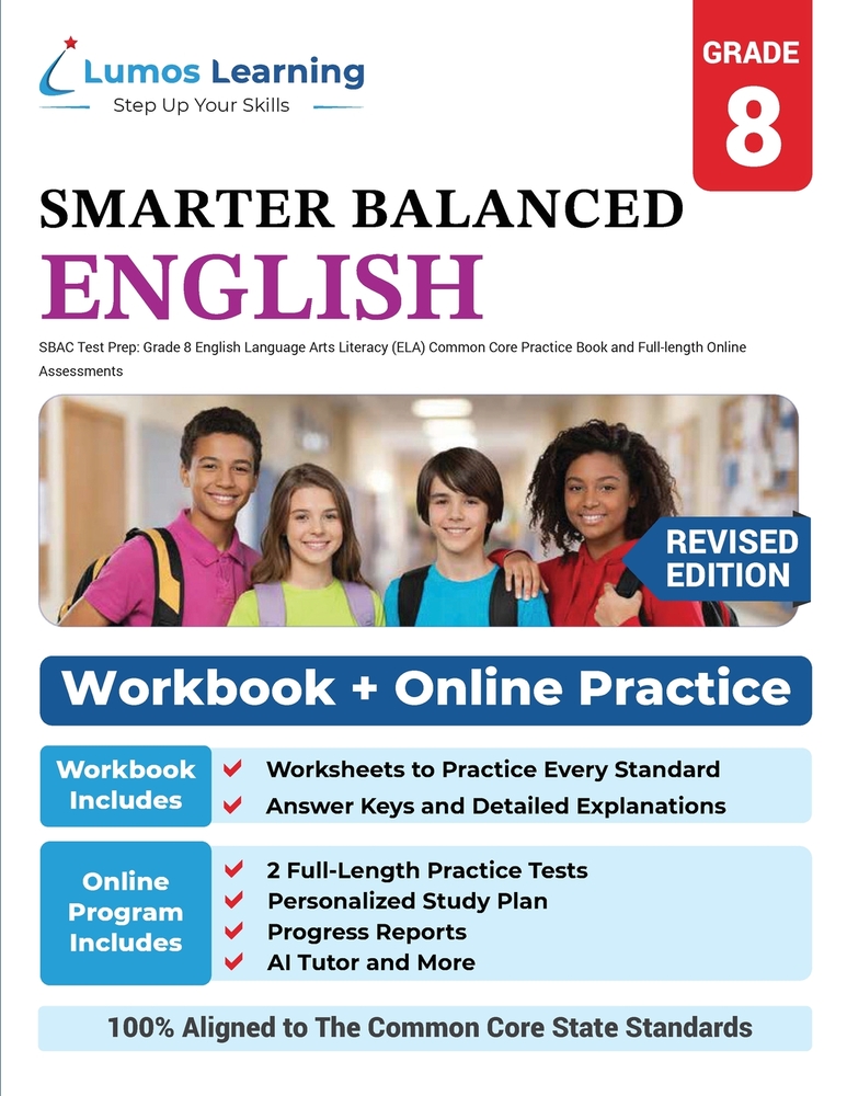 SBAC Test Prep: SBAC Test Prep: 8th Grade Math Common Core Practice Book and Full-length Online Assessments: Smarter Balanced Study Guide With Perform cover