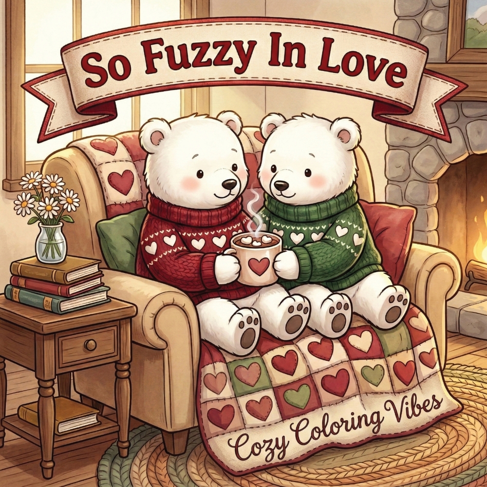 So Fuzzy In Love: Easy & Fun Bold Line Coloring Book for Adults & Teens Cute Fuzzy Animals & Romantic Moments, Cozy Homebody Rituals Creative Screen-F cover