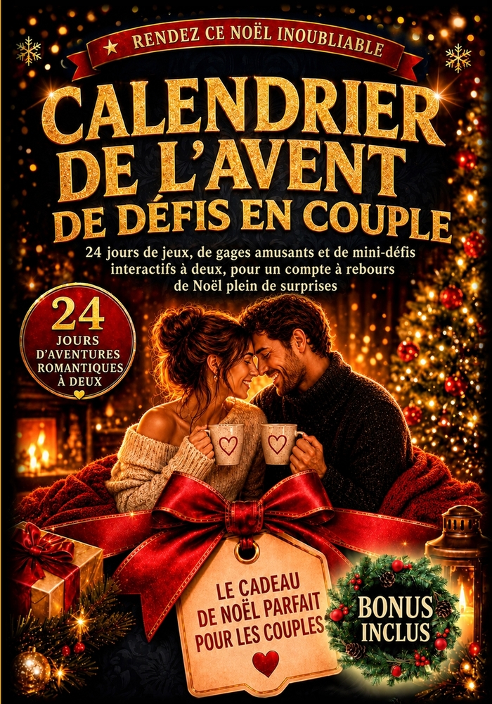 Calendrier de l'Avent de défis en couple: 24 jours de jeux, de gages amusants et de mini-défis interactifs à deux, pour un compte à rebours de Noël pl cover