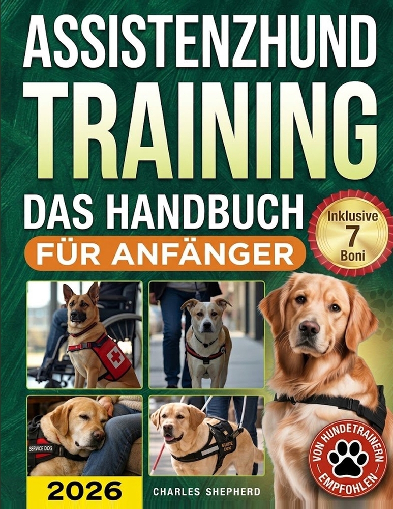 Assistenzhund-Training Das Handbuch für Anfänger: Aufgabentraining zu meistern, die Angst vor öffentlichen Orten zu überwinden und Unabhängigkeit zu e cover