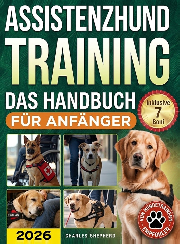 Assistenzhund-Training: Das Handbuch für Anfänger: Aufgabentraining zu meistern, die Angst vor öffentlichen Orten zu überwinden und Unabhängigkeit zu cover