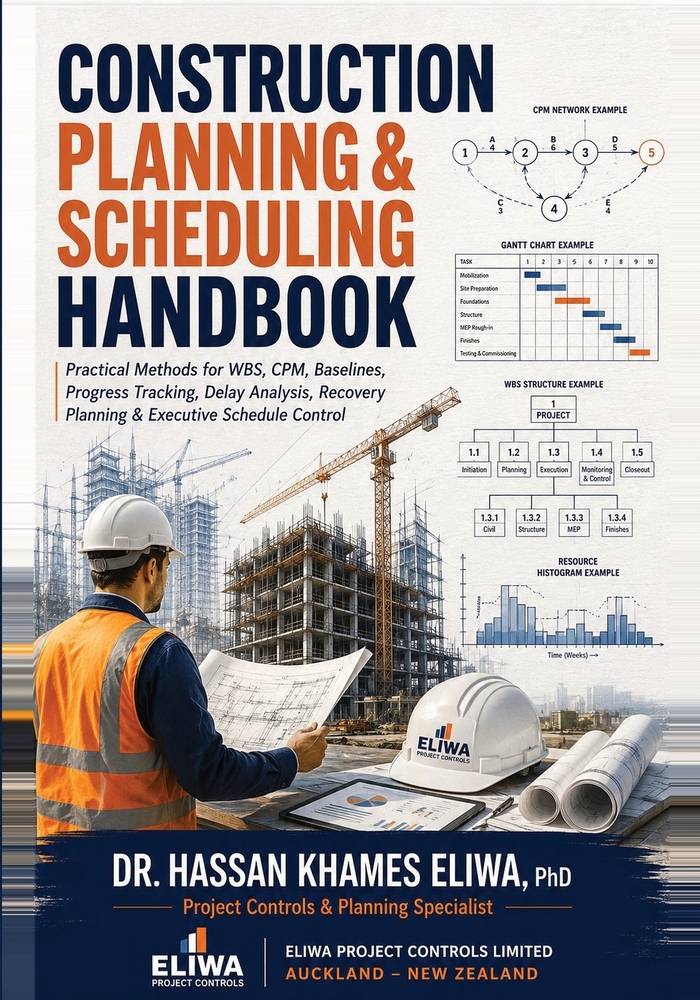 Construction Planning & Scheduling Handbook: Practical Methods for WBS, CPM, Baselines, Progress Tracking, Delay Analysis & Recovery Planning cover