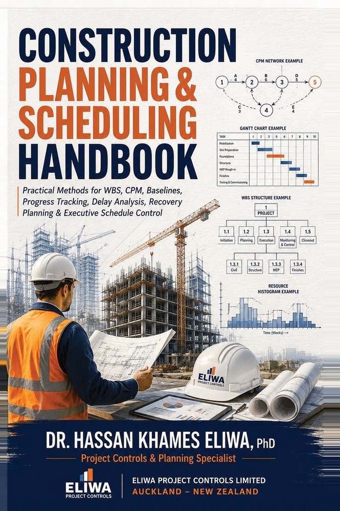 Construction Planning & Scheduling Handbook: Practical Methods for WBS, CPM, Baselines, Progress Tracking, Delay Analysis & Recovery Planning cover