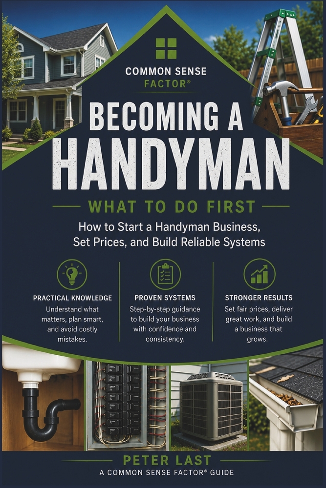 Common Sense Factor Becoming a Handyman: What to Do First: How to Start a Handyman Business, Set Prices, and Build Reliable Systems cover