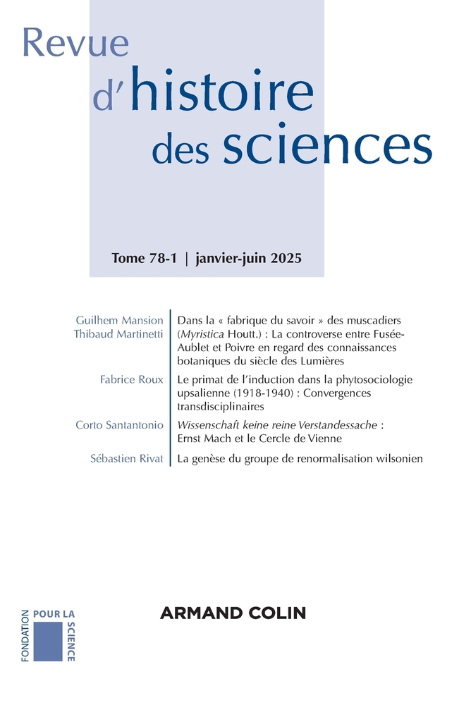 Revue d'histoire des sciences 78-1 1/2025: Varia cover