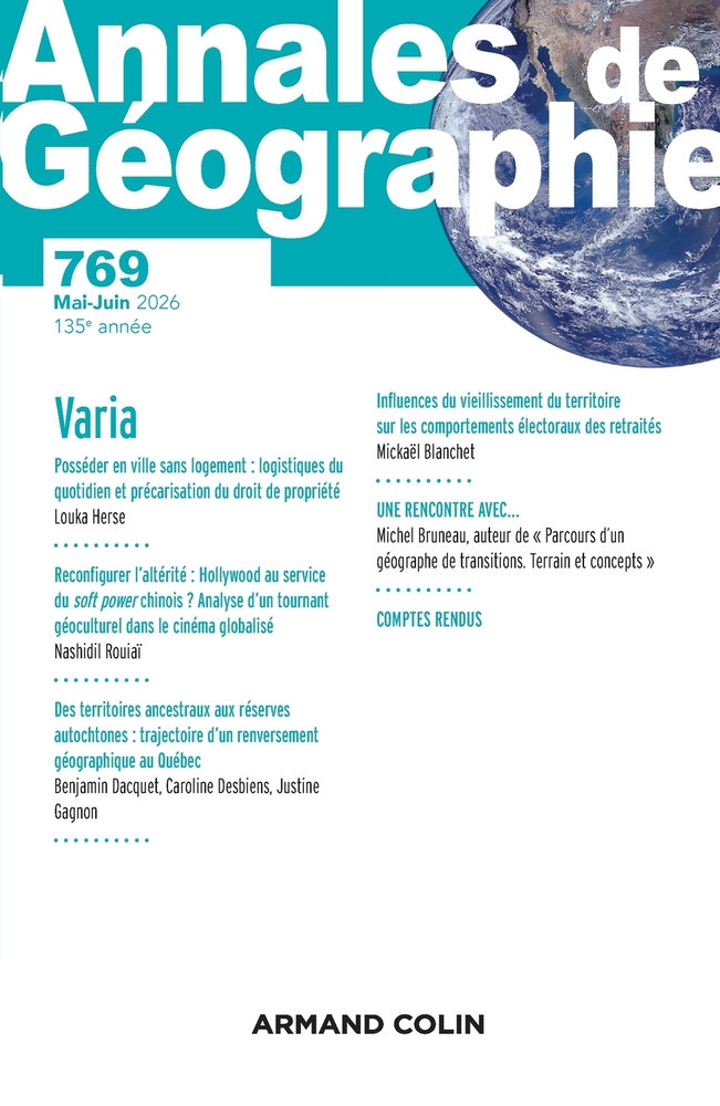 Annales de géographie - N°769 3/2026: Varia cover