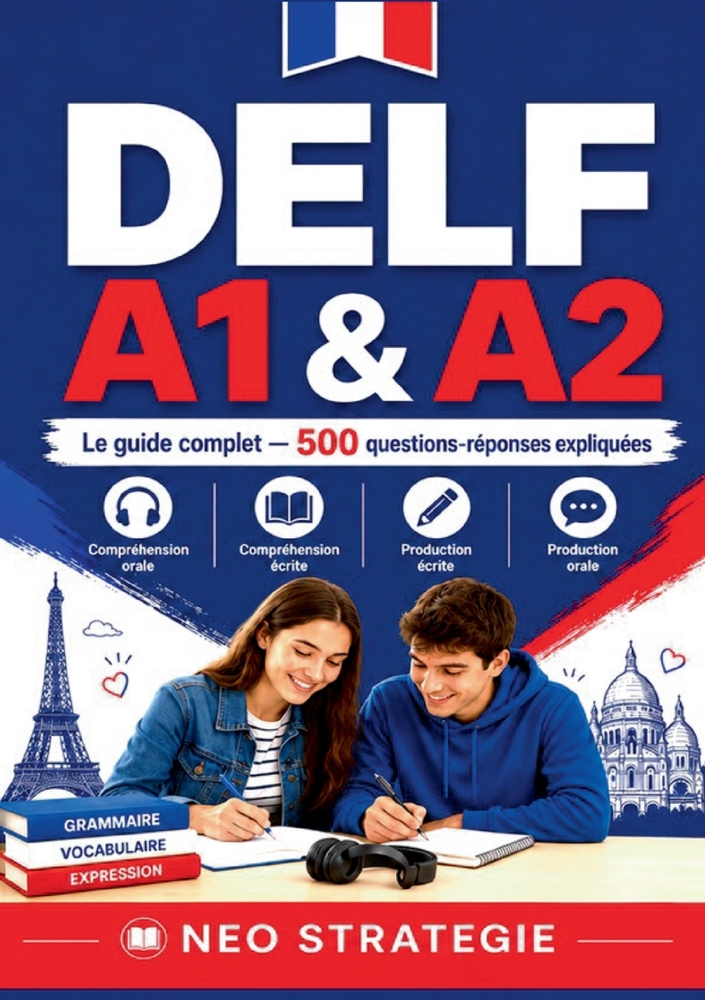 DELF A1 & A2 Le guide complet 500 questions-réponses expliquées: Compréhension orale - Compréhension écrite - Production écrite - Production orale cover