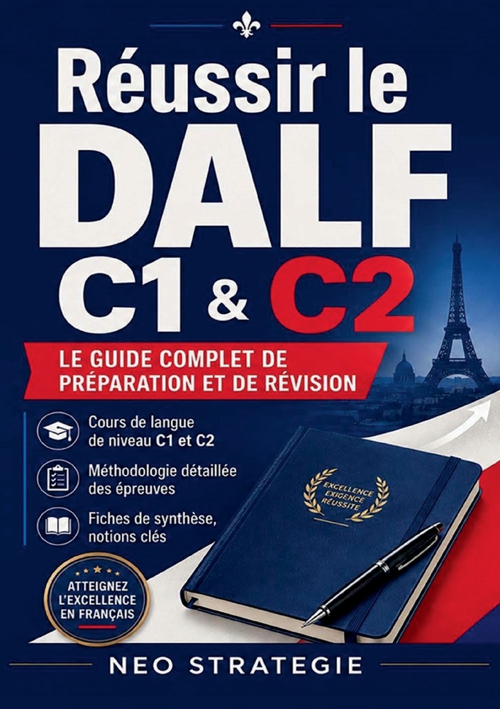 Réussir le DALF C1 & C2: Le guide complet de préparation et de révision. Cours de langue de niveau C1 et C2, méthodologie détaillée des épreuves, fich cover