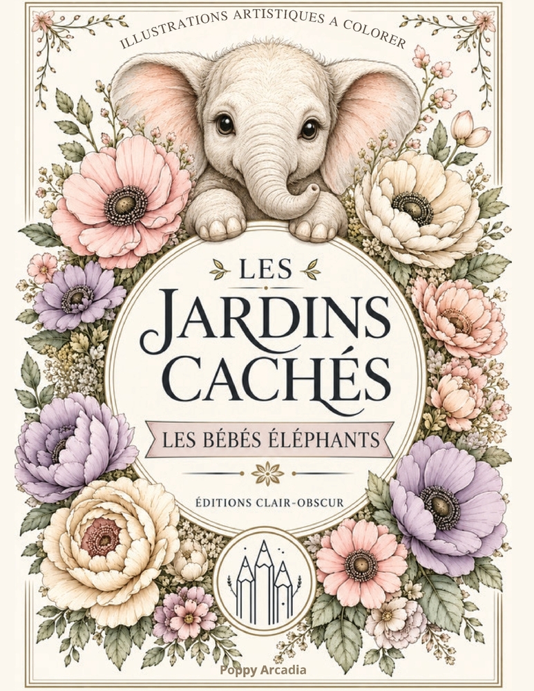 Les Jardins Cachés - Les Bébés Éléphants: Illustrations artistiques à colorer cover