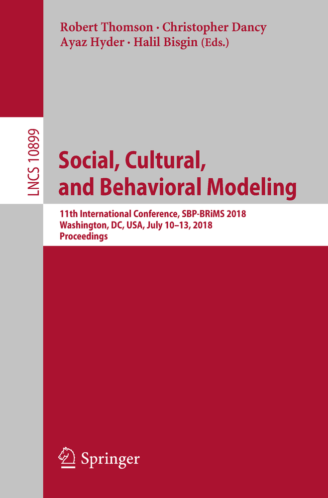 Social, Cultural, and Behavioral Modeling: 19th International Conference, Sbp-Brims 2026, Pittsburgh, Pa, Usa, October 12-14, 2026, Proceedings cover