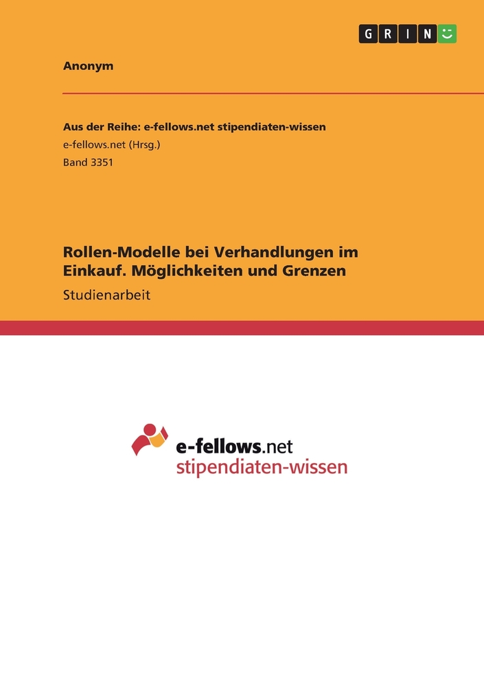 Rollen-Modelle bei Verhandlungen im Einkauf. Möglichkeiten und Grenzen cover