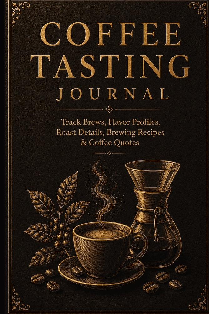 Coffee Tasting Journal: Track Brews, Flavor Profiles, Brewing Recipes & Coffee Quotes cover