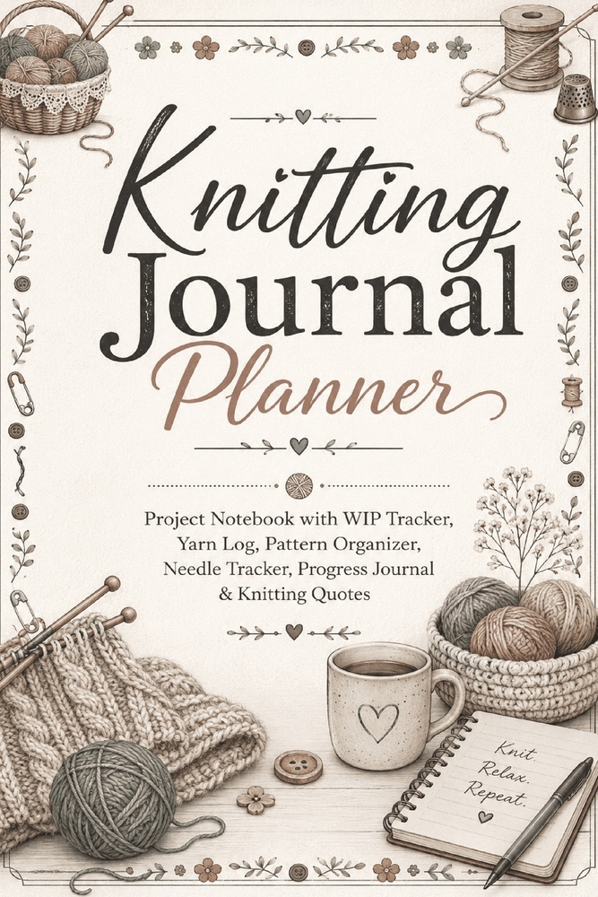 Knitting Journal Planner: Project Notebook with WIP Tracker, Yarn Log, Pattern Organizer, Needle Tracker, Progress Journal & Knitting Quotes for Knitt cover
