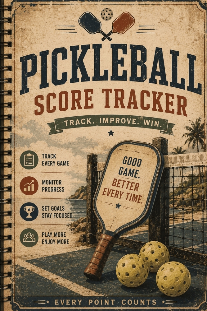 Pickleball Score Tracker: Track Scores, Match Results, Skill Development, DUPR Progress & Inspirational Quotes cover