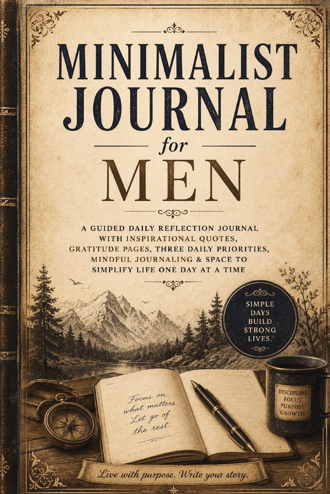 Minimalist Journal for Men: A Guided Daily Reflection Journal with Inspirational Quotes, Gratitude Pages, Three Daily Priorities, Mindful Journaling & cover