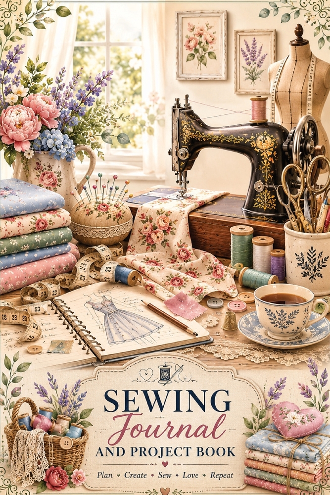 Sewing Journal and Project Book: A Guided Sewing Project Journal with Inspirational Sewing Quotes, Pattern Trackers, Fabric Logs, Project Planning Pag cover