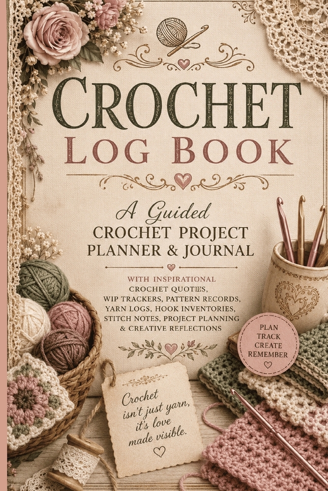 Crochet Log Book: A Guided Crochet Project Planner & Journal with Inspirational Crochet Quotes, WIP Trackers, Pattern Records, Yarn Logs, Hook Invento cover
