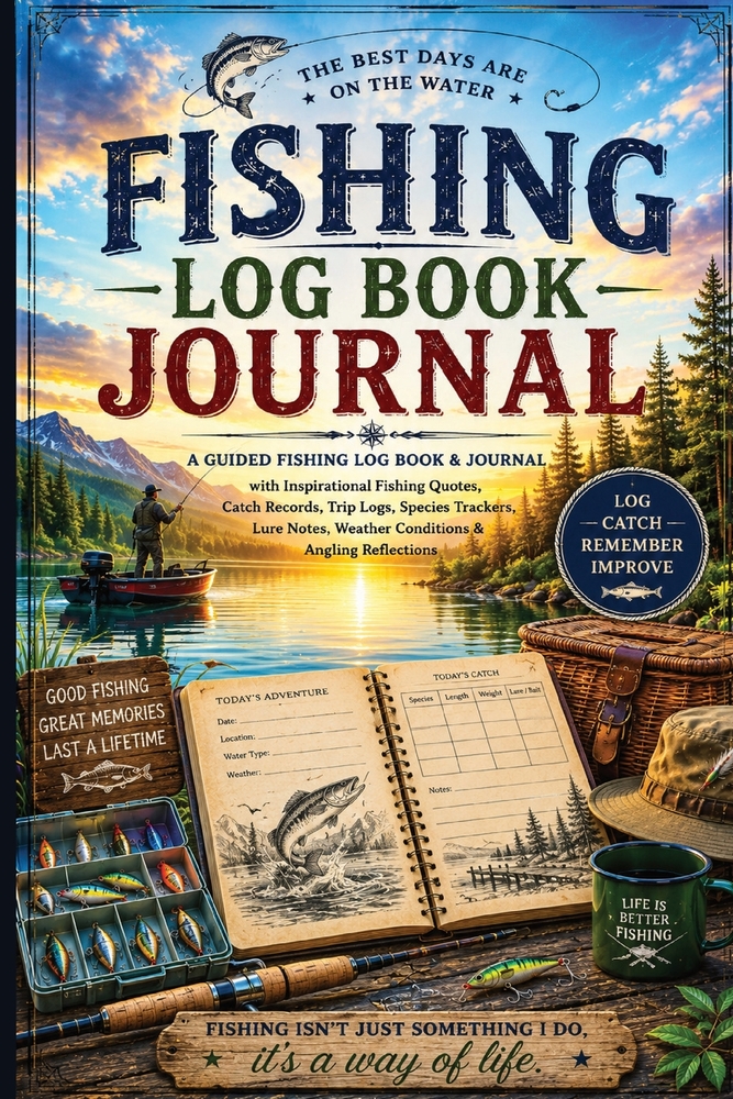 Fishing Log Book Journal: A Guided Fishing Log Book & Journal with Inspirational Fishing Quotes, Catch Records, Trip Logs, Species Trackers, Lure Note cover